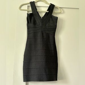 Bebe Black Shimmery Bandage Bodycon Dress